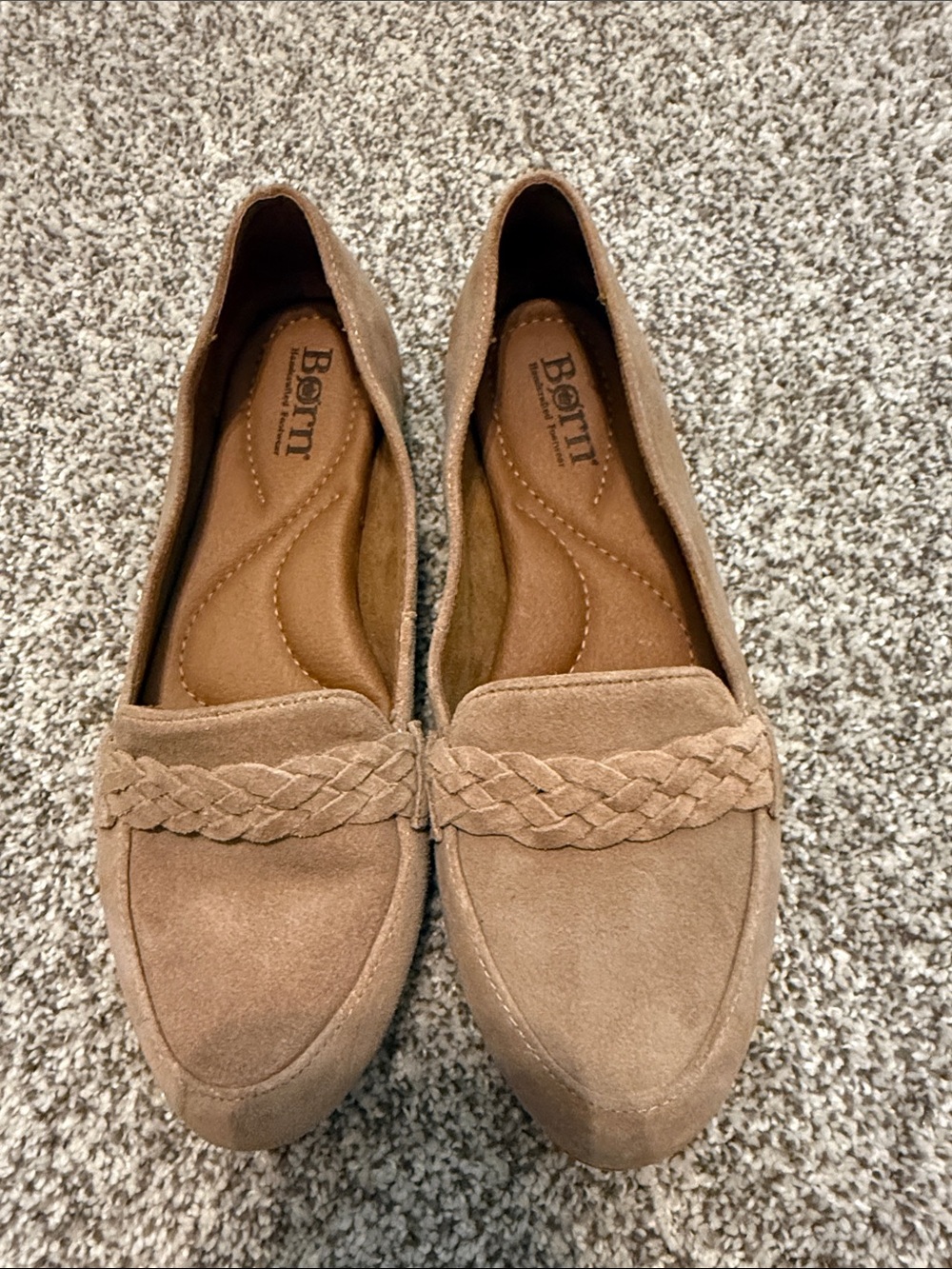 Born Women's Braided Suede Loafers in Tan
